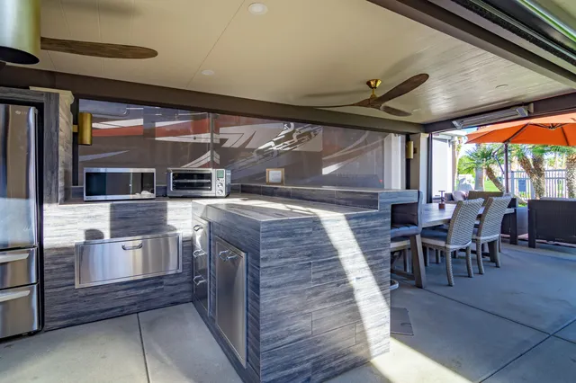 an outdoor space with patio