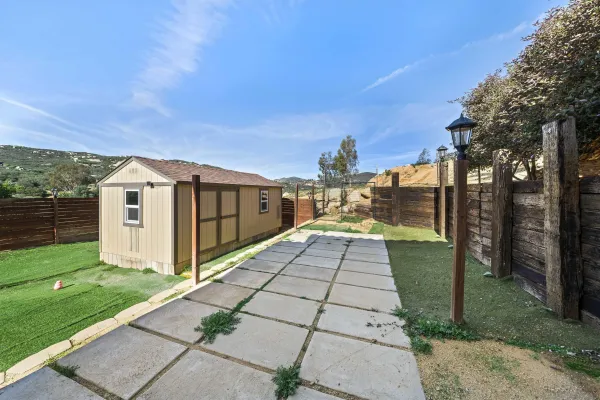 a view of a house with a backyard