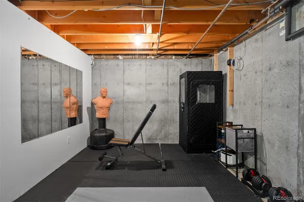 a view of a room with gym equipment