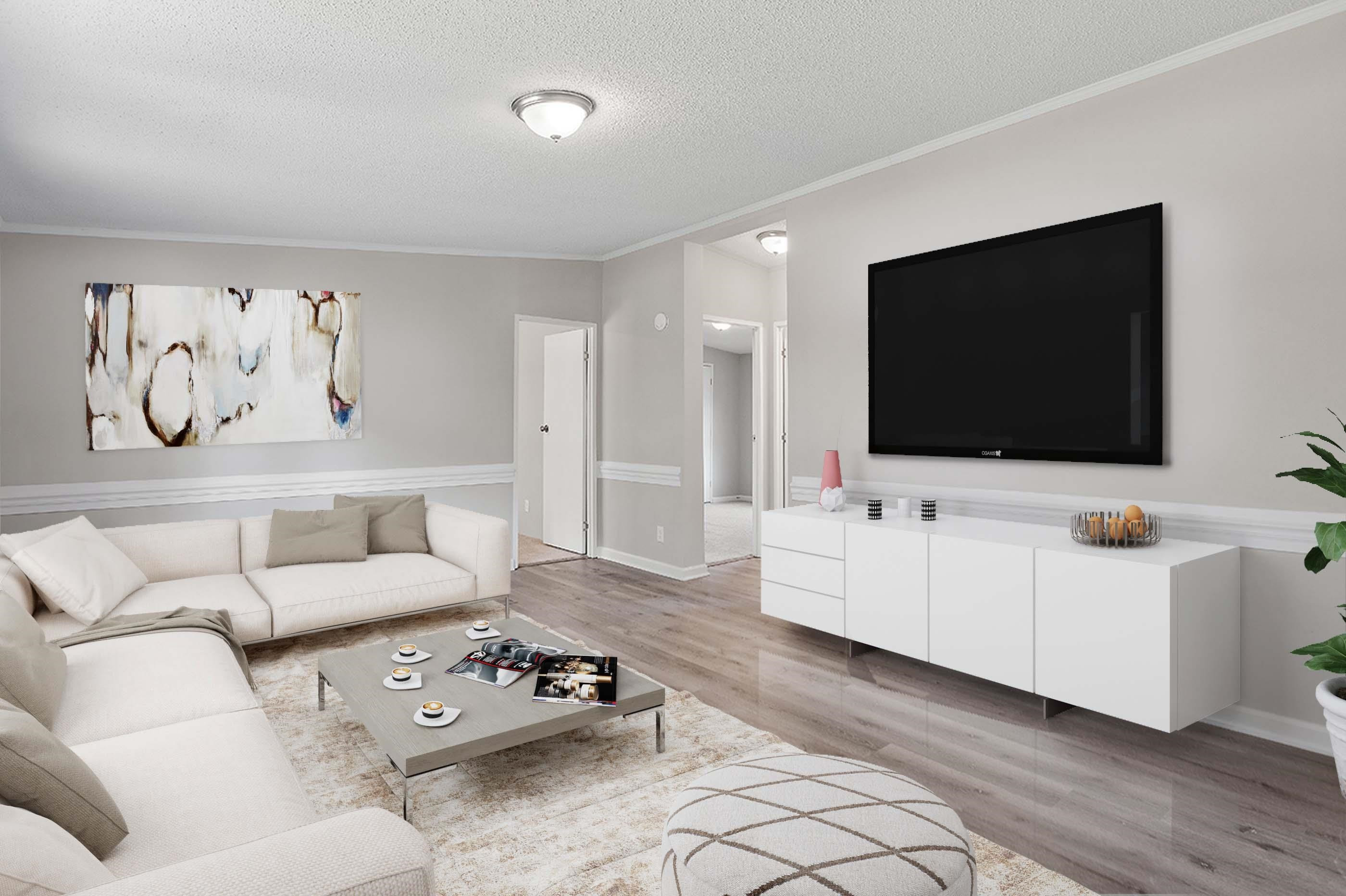 8401 South Creek Road Willow Spring, NC 27592 - Photo 6 of 24 a living room with furniture and a flat screen tv