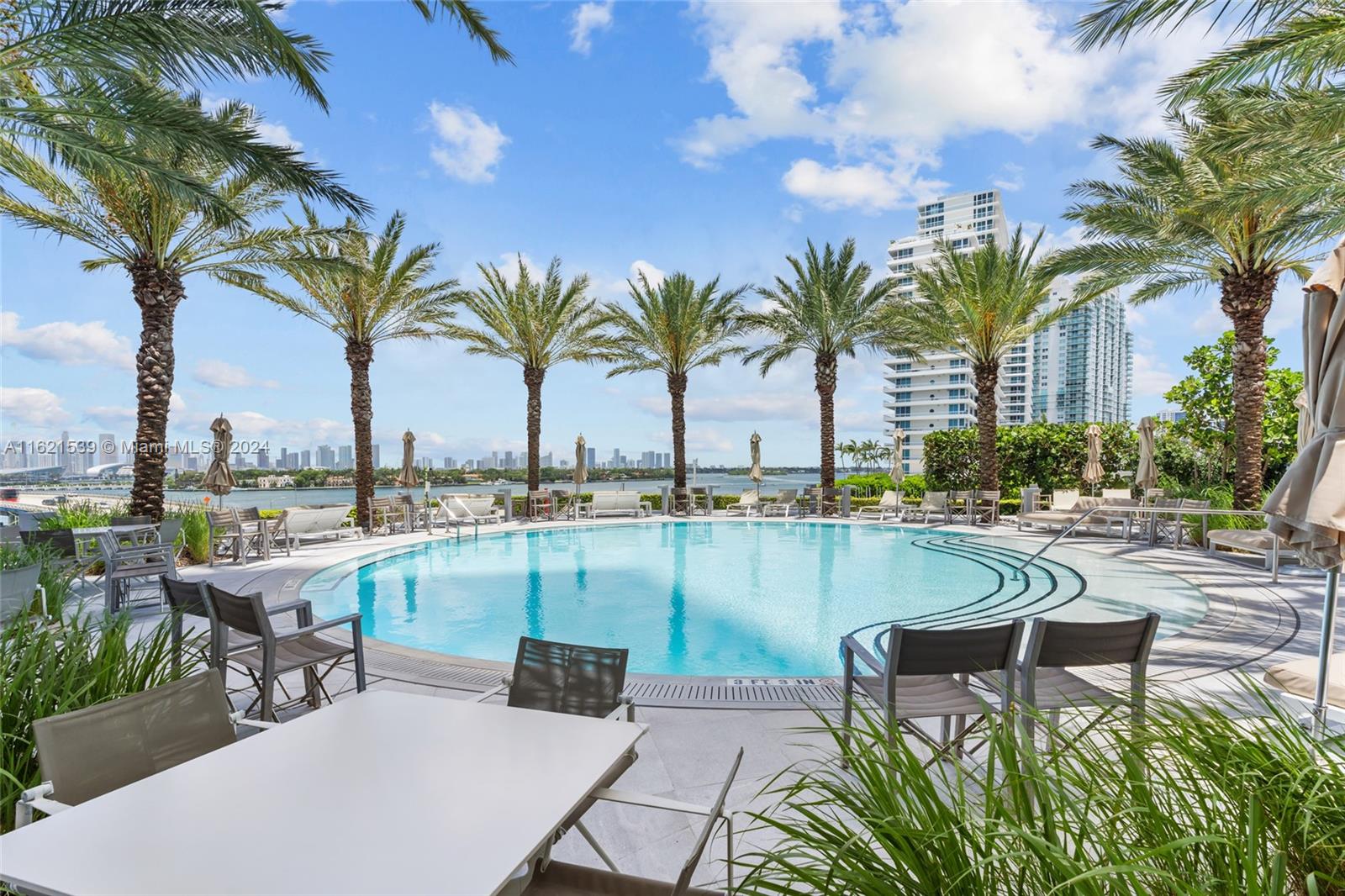 450 Alton Road, Unit 3106 Miami Beach, FL 33139 - Photo 33 of 40 a view of a swimming pool with outdoor seating and plants