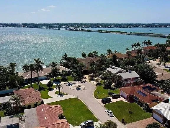 view of a city with ocean view