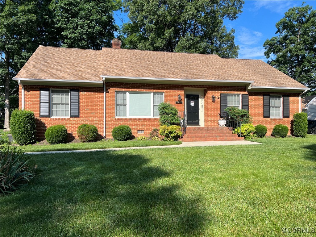 8426 Forge Road Henrico, VA 23228 - Photo 2 of 46 Ranch-style home with brick siding, a chimney, a f