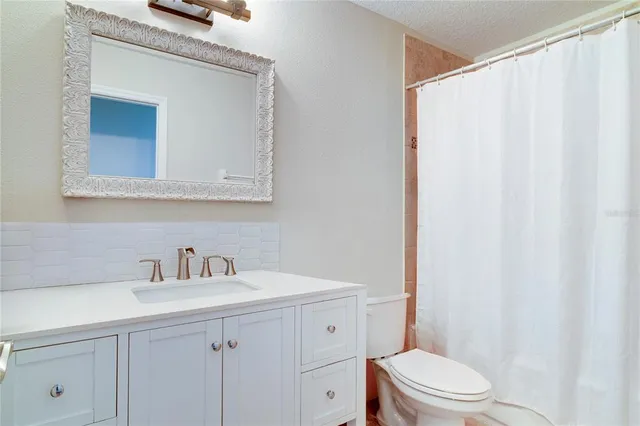 a bathroom with a sink a toilet and vanity