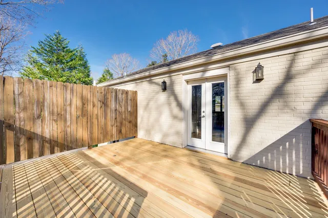 a view of wooden balcony
