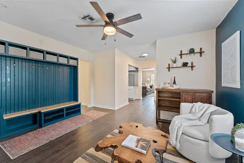 a living room with furniture
