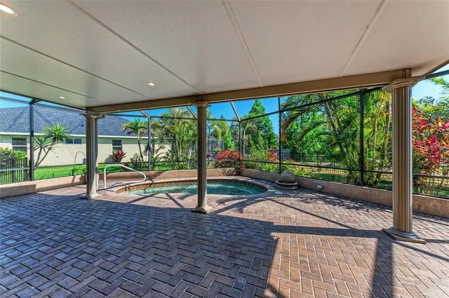a view of a fire pit in a backyard
