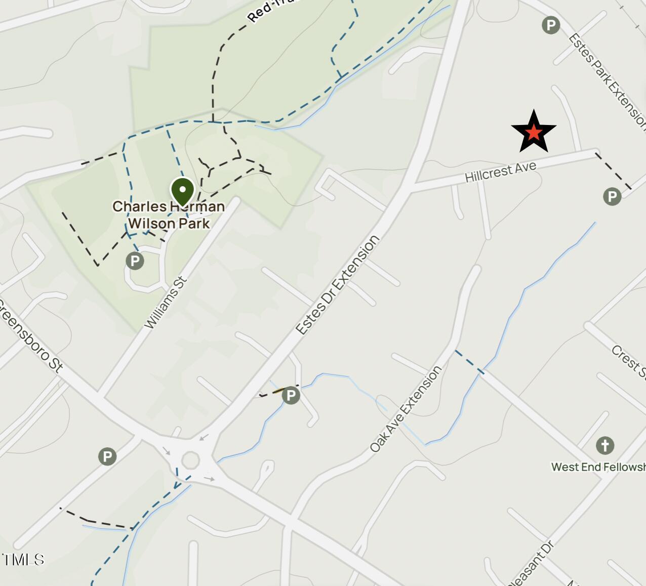 107 Hillcrest Avenue, Unit C & D Carrboro, NC 27510 - Photo 58 of 61 Trail Map