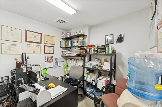 a workspace with furniture