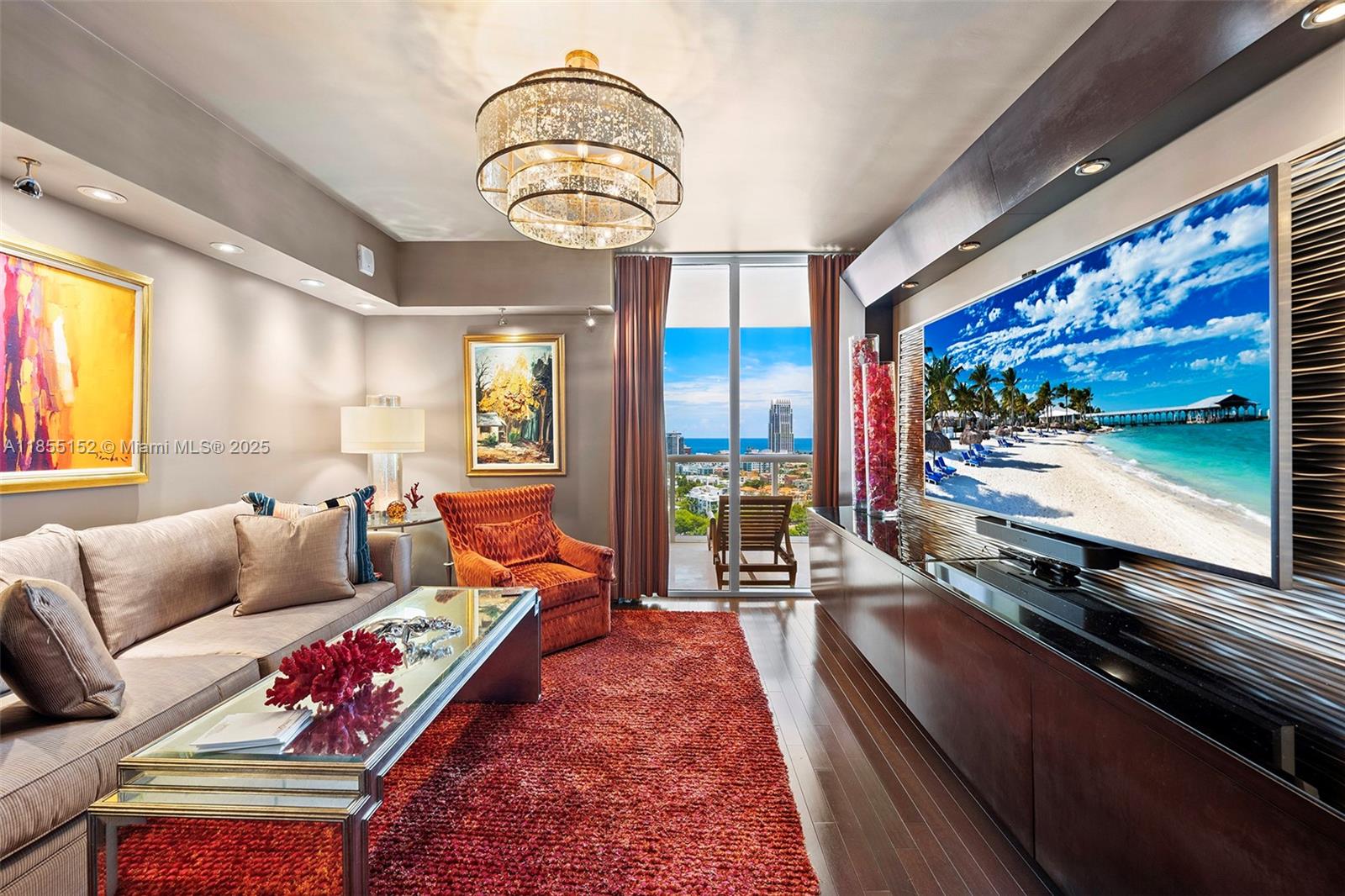 450 Alton Road, Unit 1907 Miami Beach, FL 33139 - Photo 34 of 64 a living room with furniture and a flat screen tv