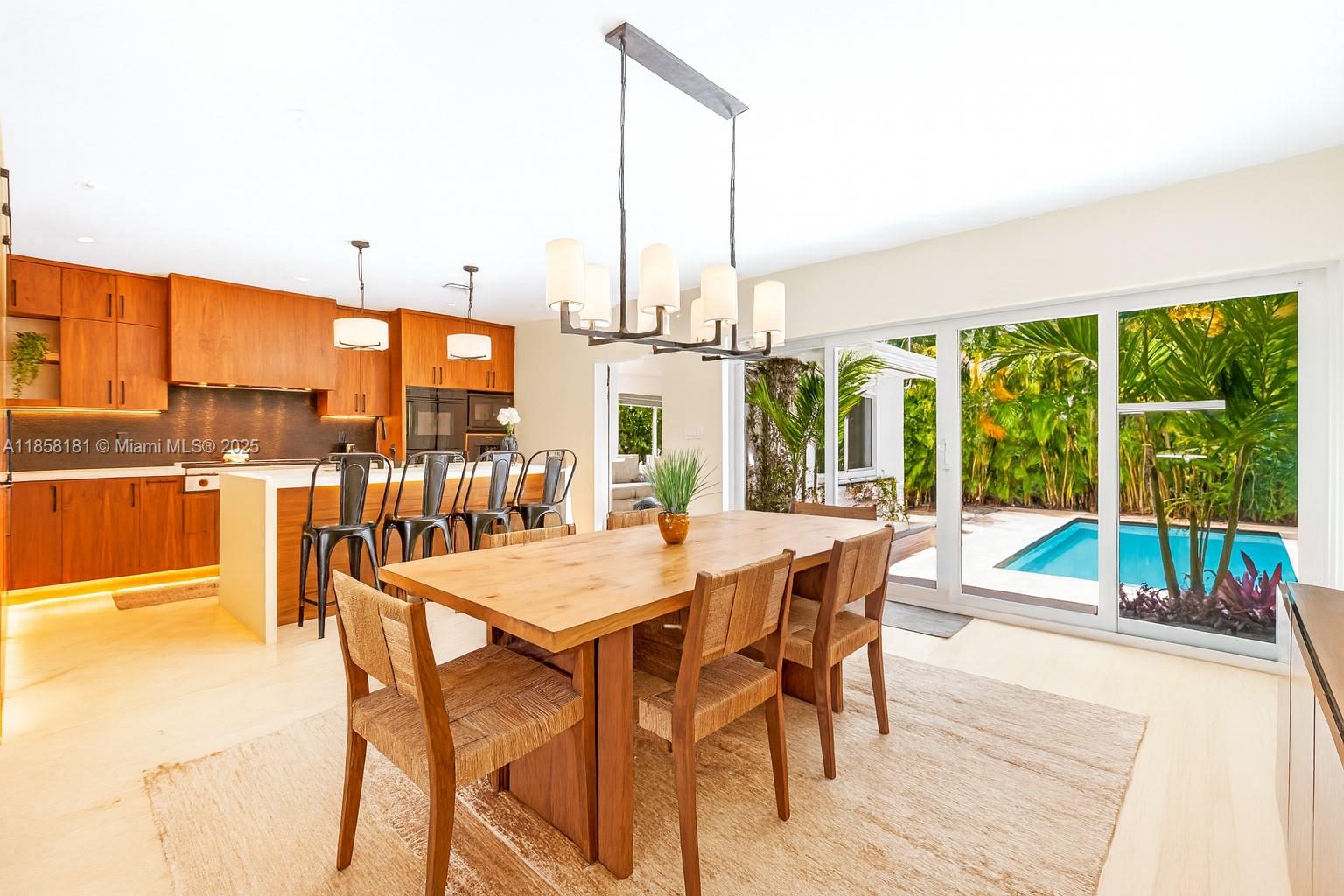 9065 Emerson Avenue Surfside, FL 33154 - Photo 15 of 50 a dining area with furniture and a floor to ceiling window