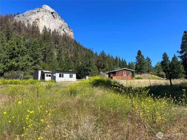 a backyard of a house with lots of green space
