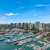 a view of a city with tall buildings