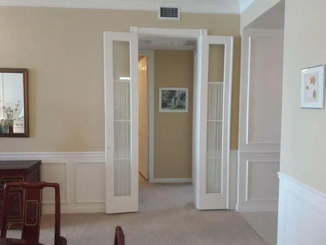 a view of a livingroom with wooden floor