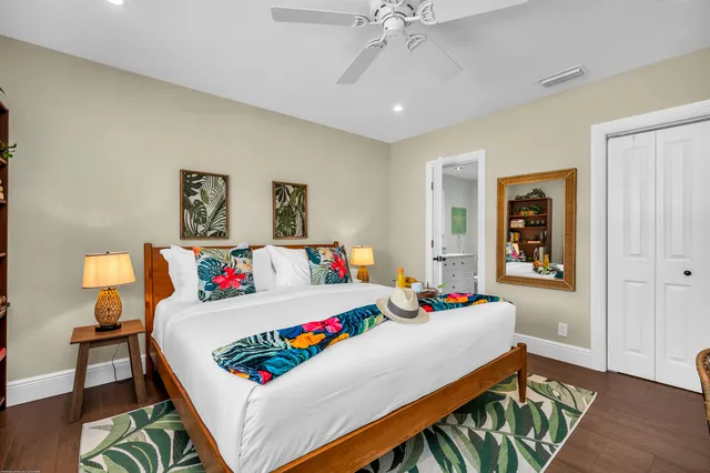 a backyard of a house with lots of green space