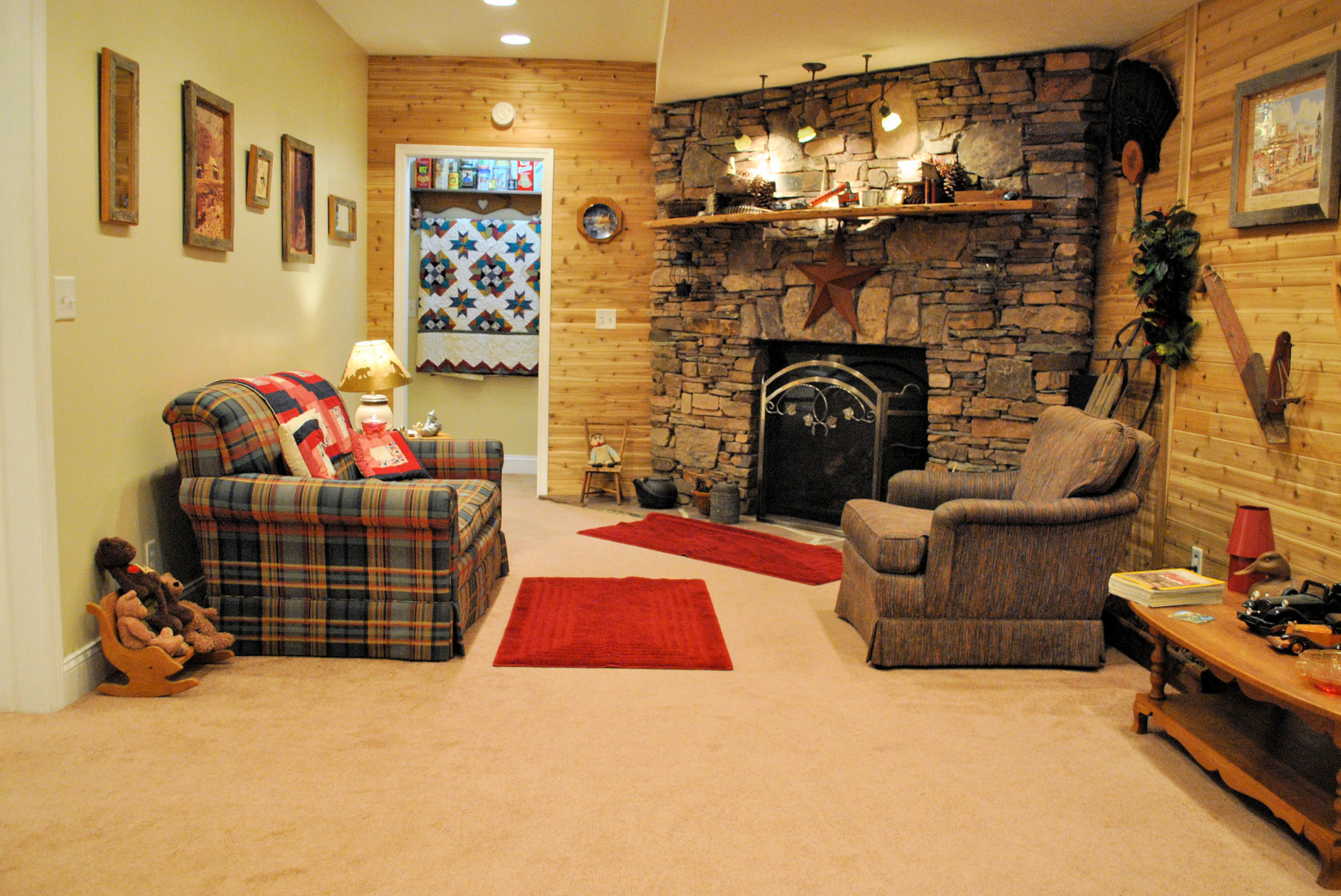 785 Union Valley Road Riner, VA 24149 - Photo 65 of 86 a living room with furniture a flat screen tv and a fireplace