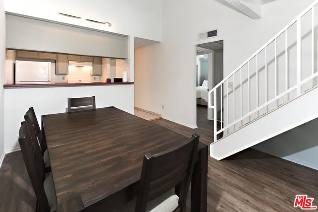 a workspace with wooden floor