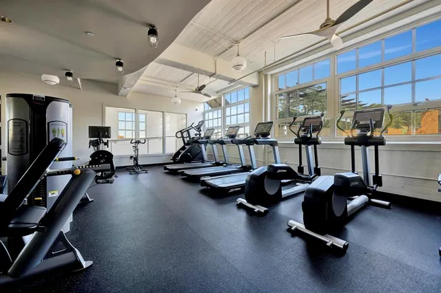 a view of a room with gym equipment