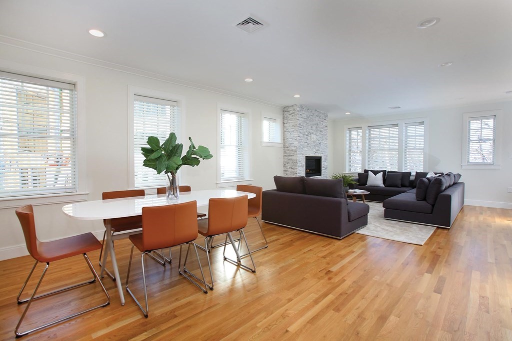 140 Sumner Road, Unit 2 Brookline, MA 02445 - Photo 3 of 20 a living room with furniture wooden floor and a potted plant