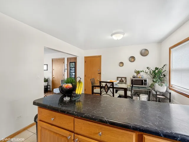 a kitchen with counter top space