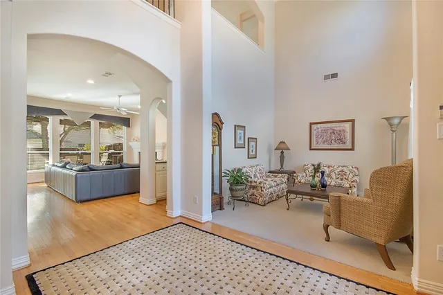 a living room with furniture