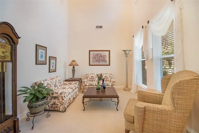 a living room with furniture flowerpot and window