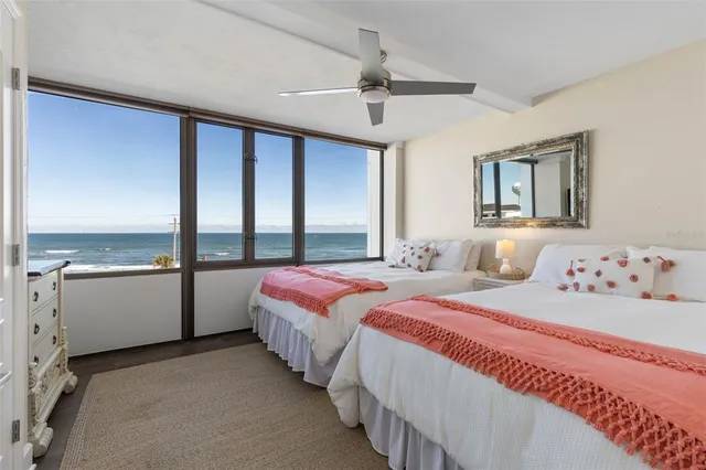 a view of a swimming pool and an outdoor space