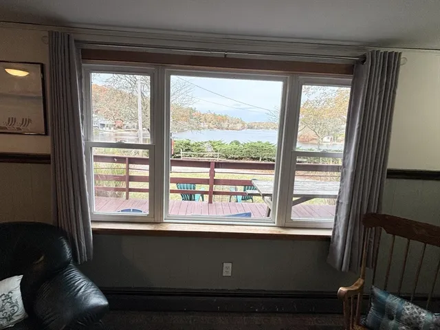 a living room with a large window