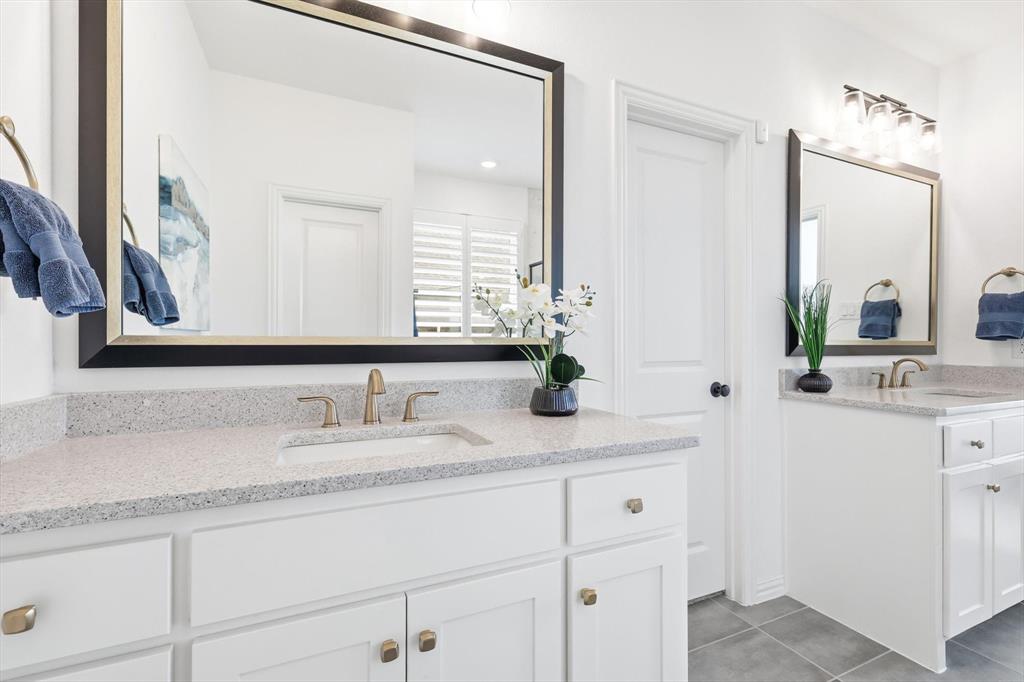 2171 Cloverfern Way Haslet, TX 76052 - Photo 17 of 38 a bathroom with a sink and a mirror