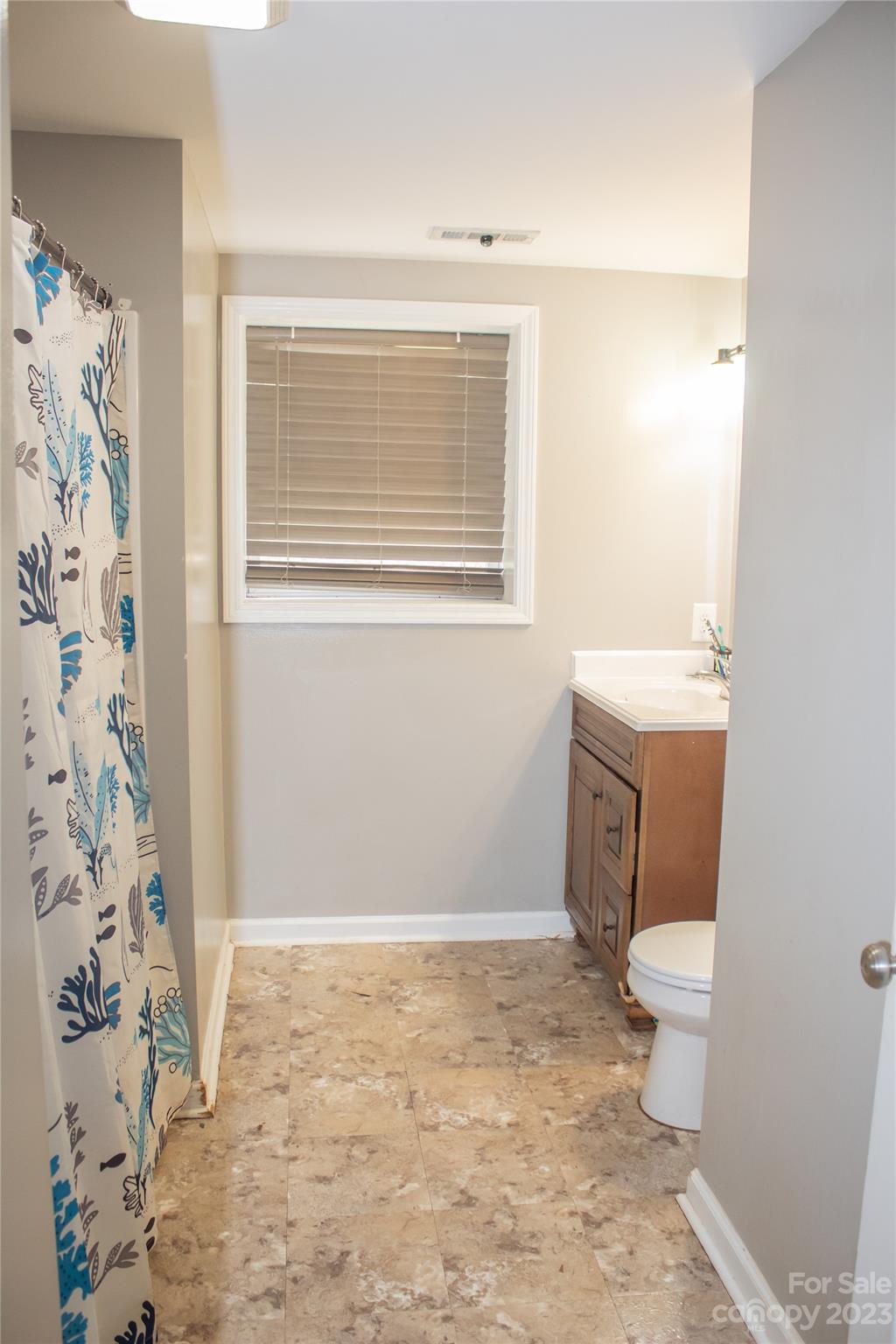 644 St James Church Road Newton, NC 28658 - Photo 5 of 11 a bathroom with a toilet and a shower curtain