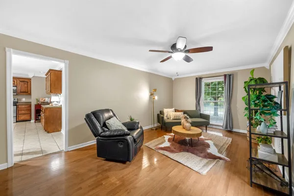 a living room with furniture