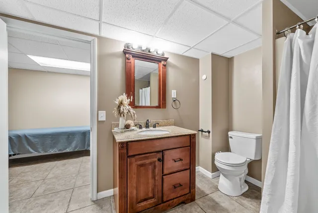 a view of a patio on the deck