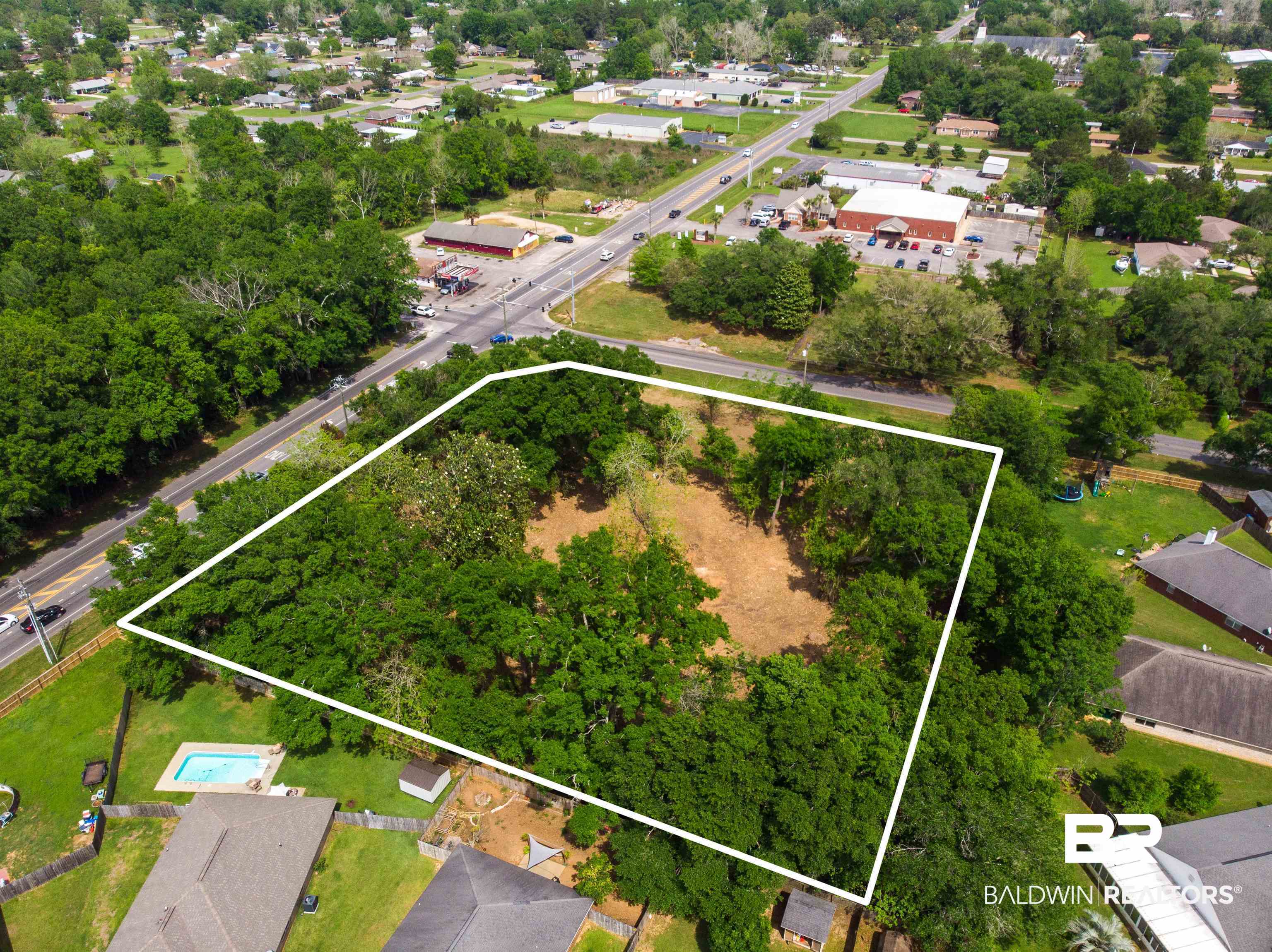 104 North Hickory Street Foley, AL 36535 - Photo 8 of 16 Aerial view of subject pr