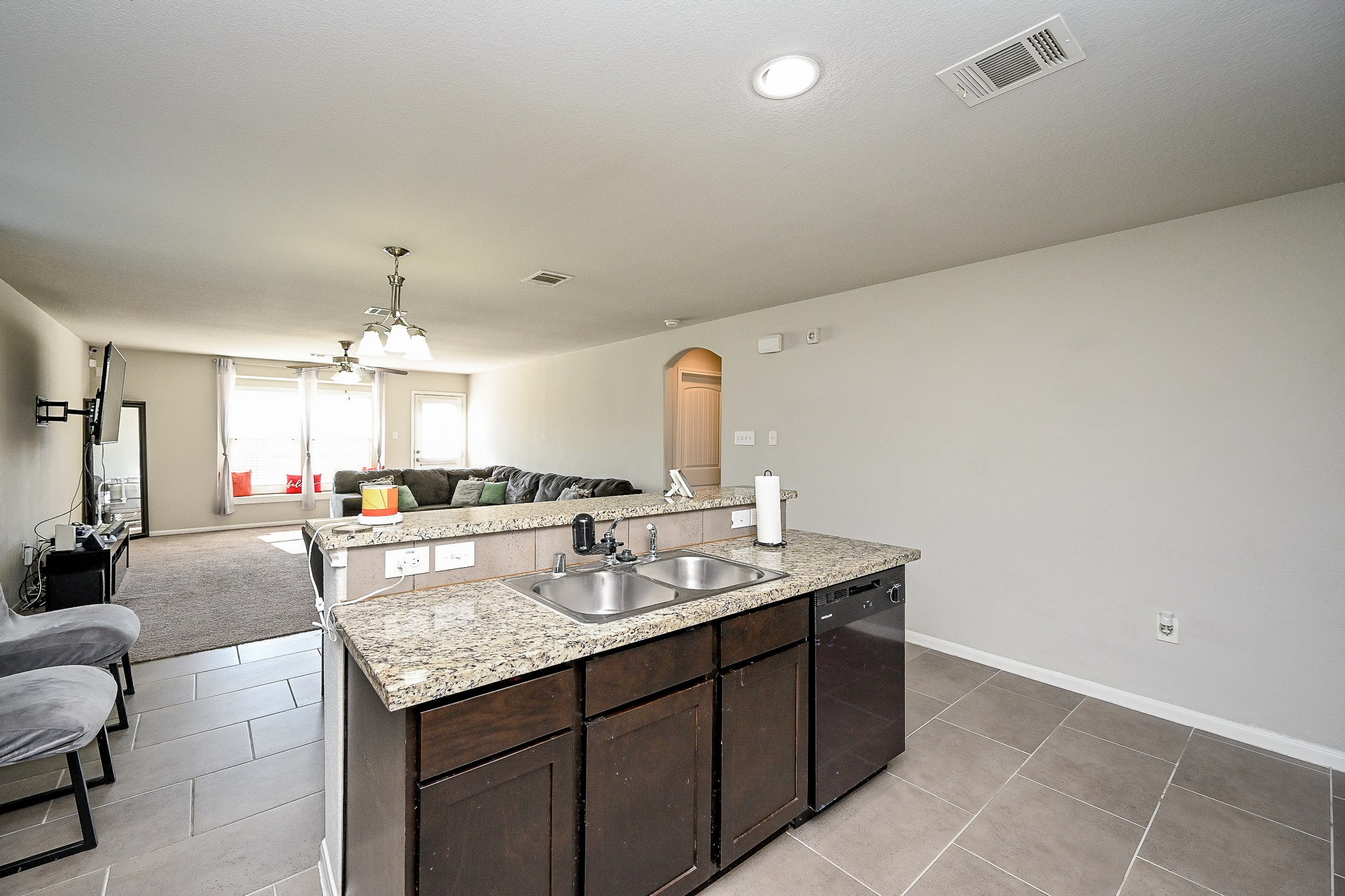 606 Palo ALto Court Rosharon, TX 77583 - Photo 9 of 23 a large bathroom with a granite countertop sink a mirror and shower