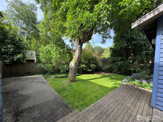 a view of a backyard with a garden