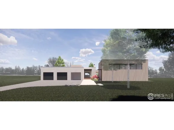 a view of house with yard and ocean view
