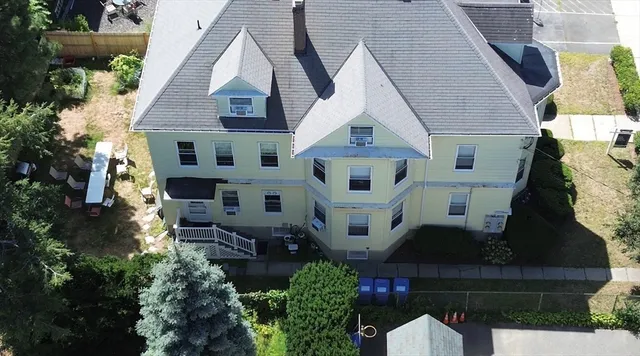 an aerial view of a house