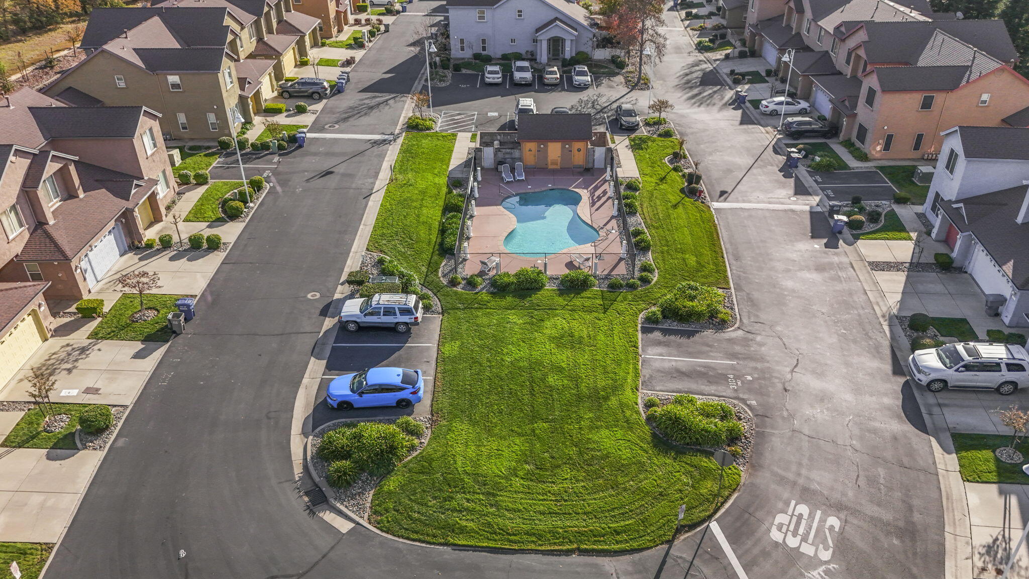 3156 Niklaus Path Redding, CA 96002 - Photo 31 of 34 an aerial view of a house with a swimming pool