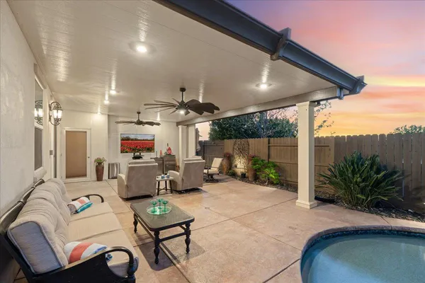 a outdoor space with furniture