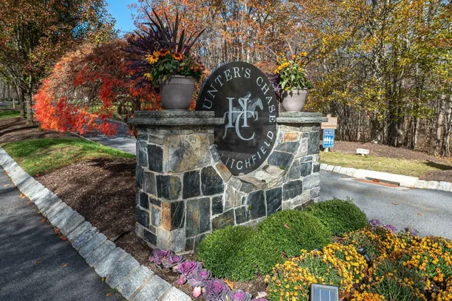 a view of a pathway with a fountain