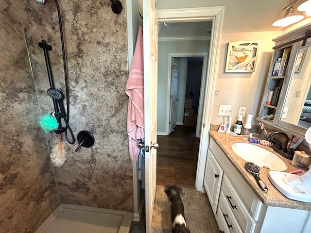 102 Cofer Drive Springfield, TN 37172 - Photo 9 of 18 a bathroom with a granite countertop sink a mirror a vanity and shower