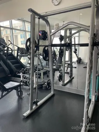 a view of a room with gym equipment