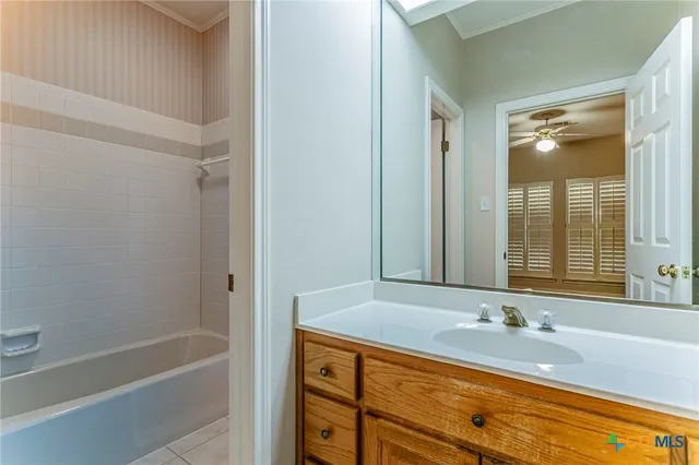 a bathroom with a bathtub