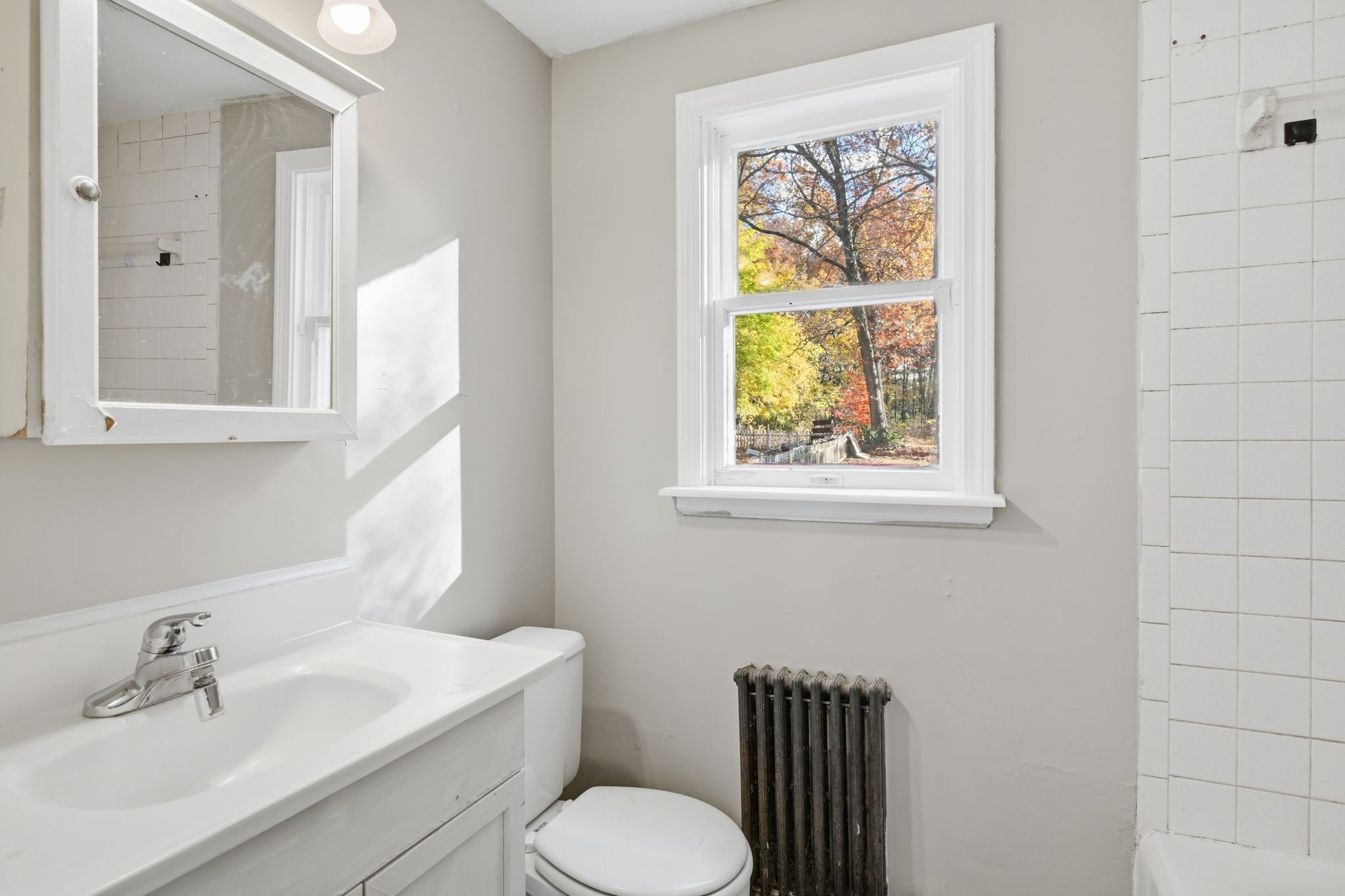 a bathroom with a toilet a sink and a window