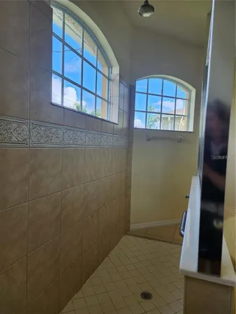 a bathroom with a window