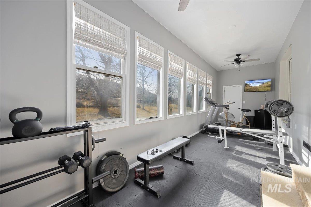 899 East 500th Street South Declo, ID 83323 - Photo 13 of 50 Exercise area with a ceiling fan