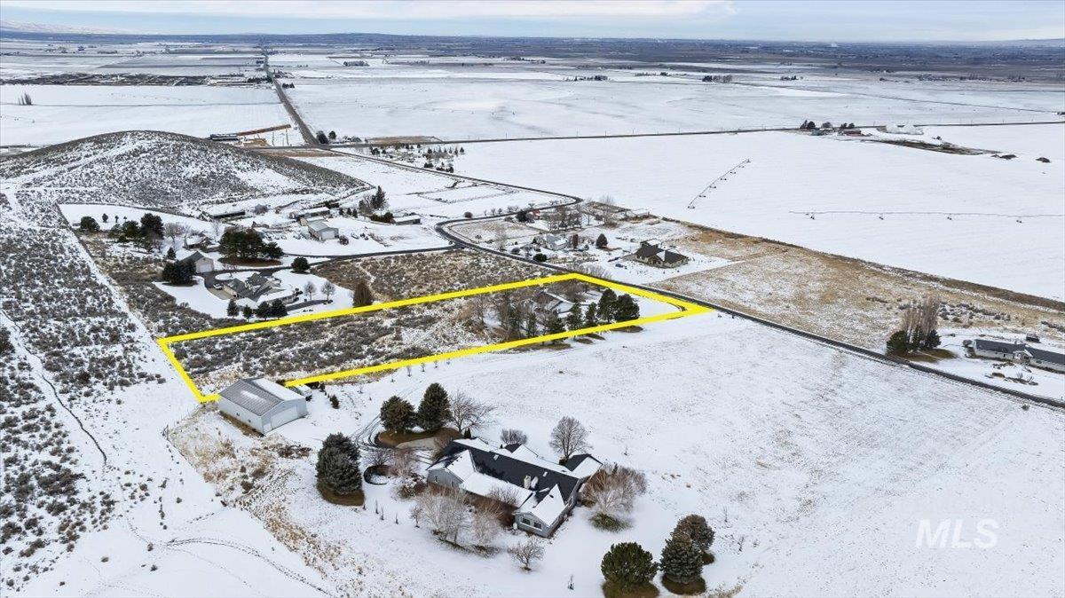 899 East 500th Street South Declo, ID 83323 - Photo 48 of 50 Snowy aerial view with property boundaries highlighted
