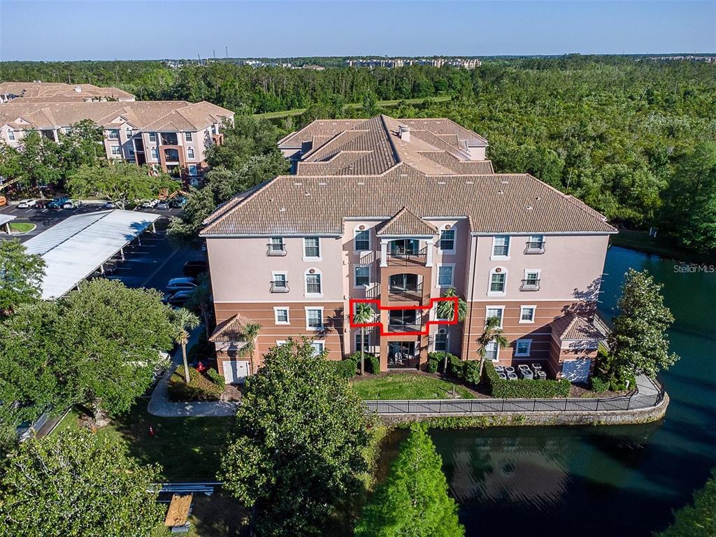 an aerial view of a house