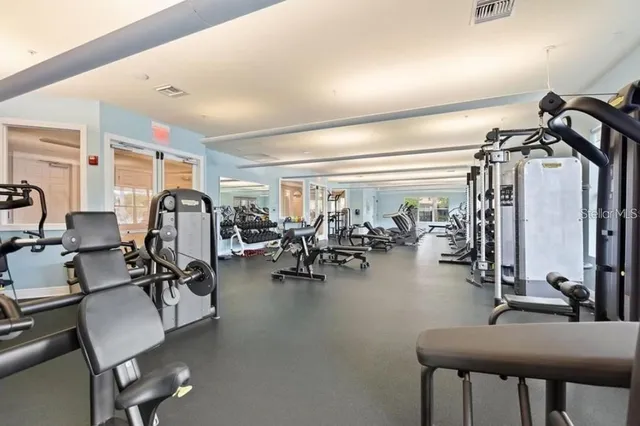 a view of a room with gym equipment