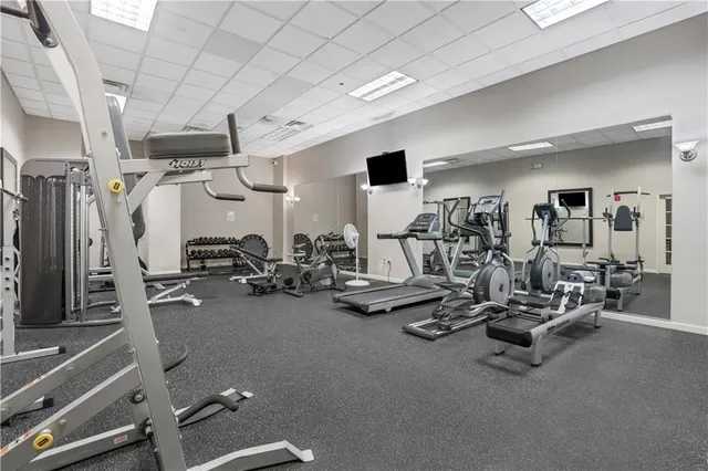 a view of a room with gym equipment